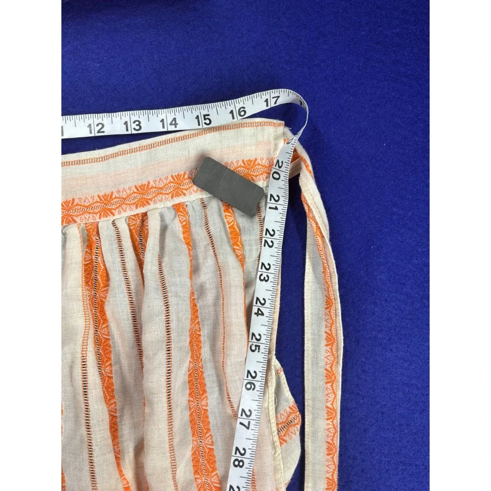 Vintage Women Unbranded Half Apron One Size Orange‎ White Striped Pockets